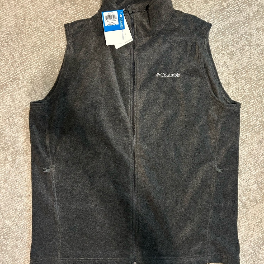 NEW Columbia Charcoal Full-Zip Fleece Vest